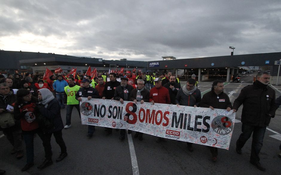 Juicio a los 8 de Airbus, primer da, manifestacion en Getafe y entrada al juicio