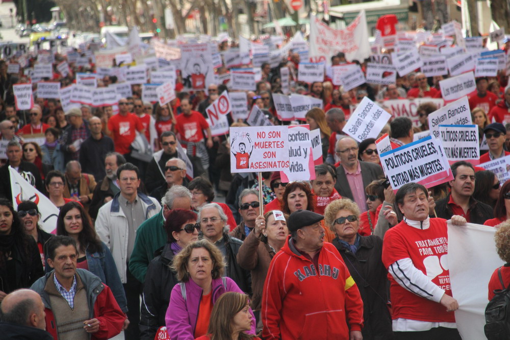 Marcha a las Cortes de afectados Hepatitis C, Madrid domingo 1-3-2015