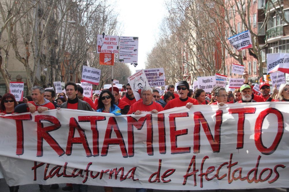 Marcha a las Cortes de afectados Hepatitis C, Madrid domingo 1-3-2015