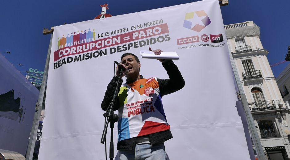 Manifestacin de ex trabajadores de Telemadrid 9/4/2016