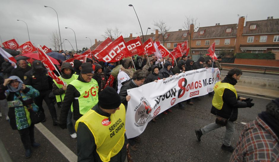 Juicio a los 8 de Airbus, primer da, manifestacion en Getafe y entrada al juicio