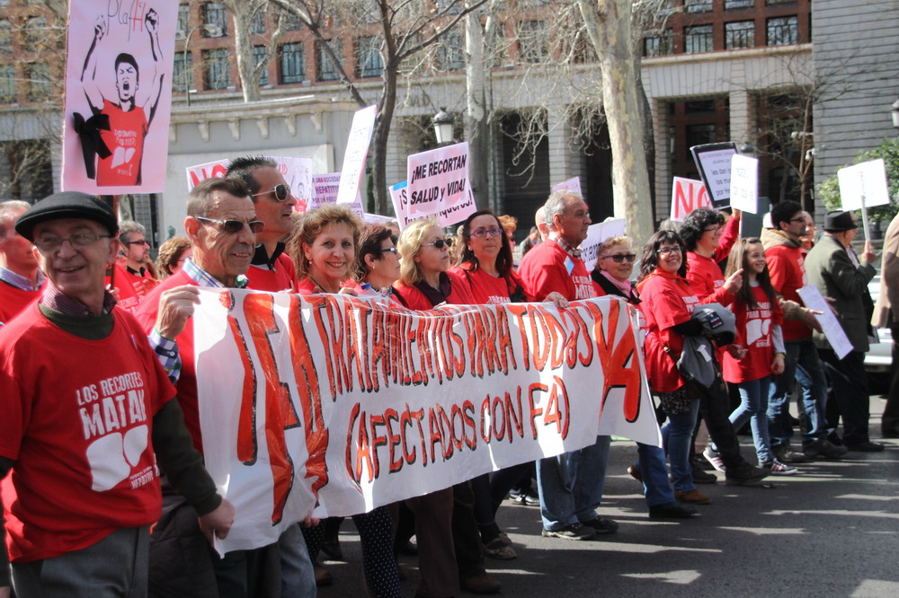 Marcha a las Cortes de afectados Hepatitis C, Madrid domingo 1-3-2015