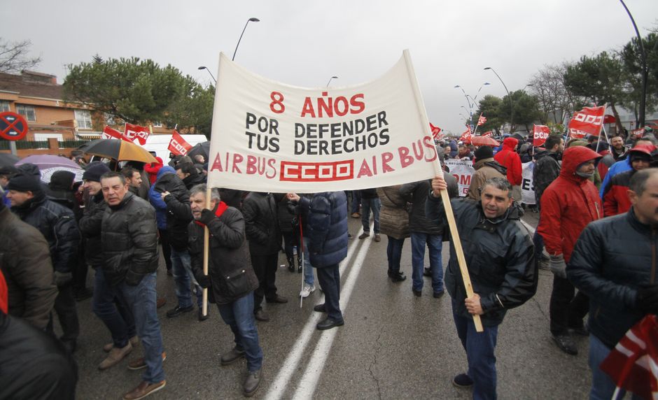 Juicio a los 8 de Airbus, primer da, manifestacion en Getafe y entrada al juicio