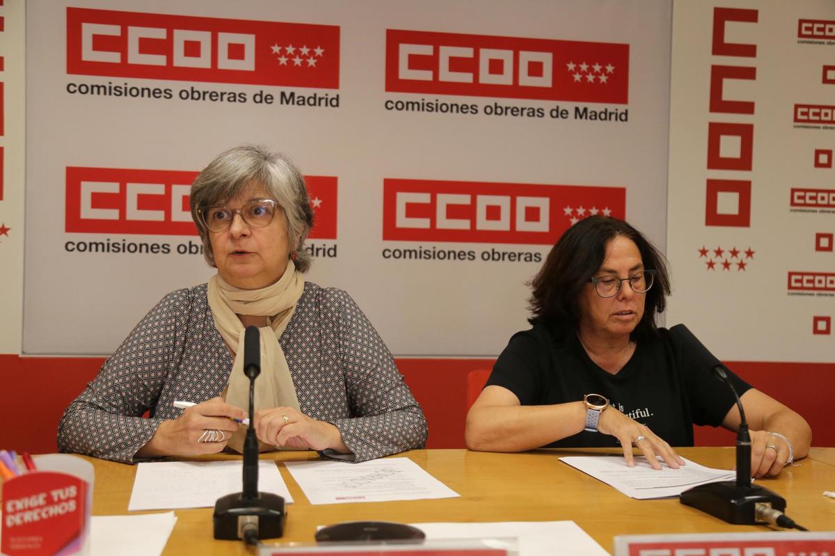 Paloma López, secretaria general de CCOO Madrid y Mari Fé Sastre, secretaria de Trabajo y Nuevas Realidades de CCOO Madrid