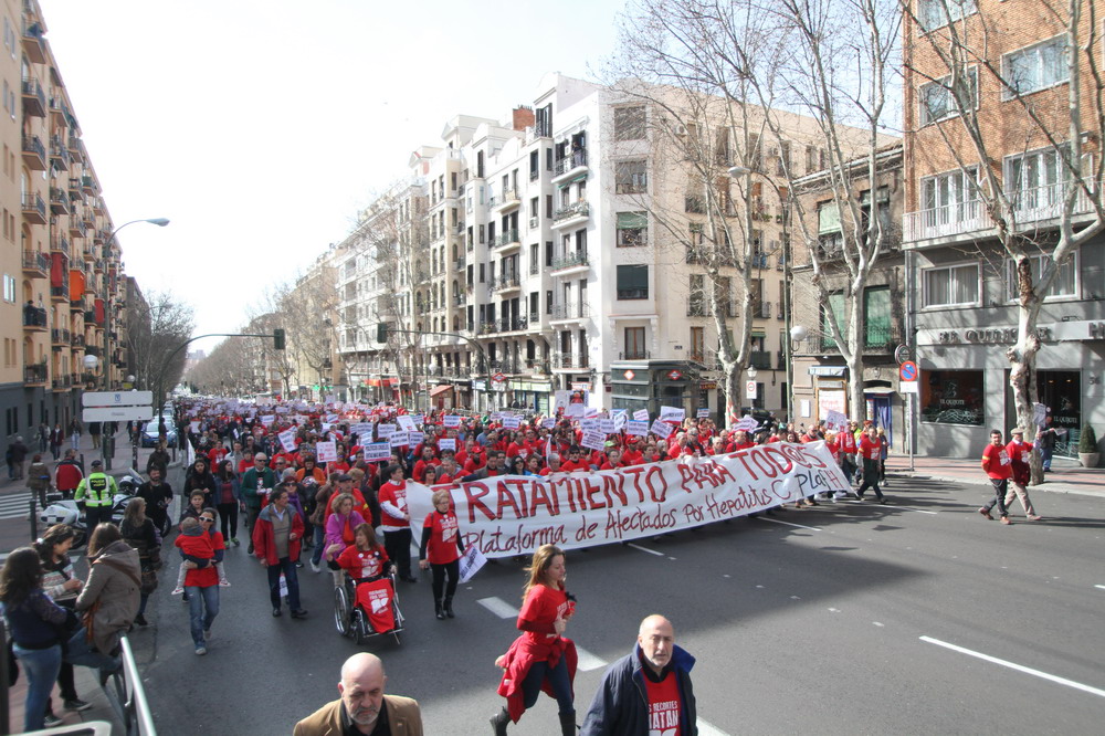 Marcha a las Cortes de afectados Hepatitis C, Madrid domingo 1-3-2015