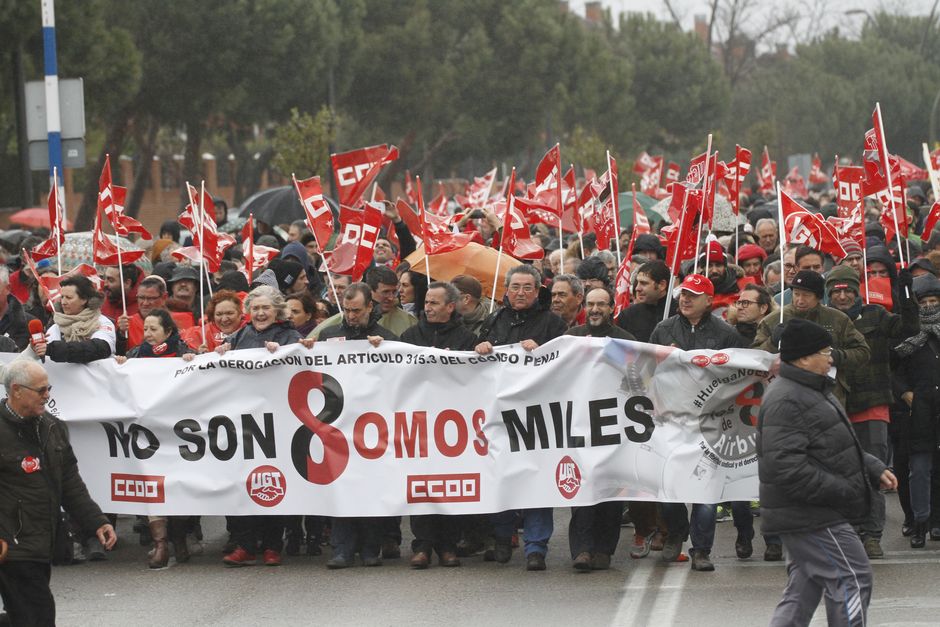 Juicio a los 8 de Airbus, primer da, manifestacion en Getafe y entrada al juicio