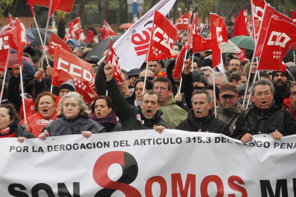 Juicio a los 8 de Airbus, primer da, manifestacion en Getafe y entrada al juicio