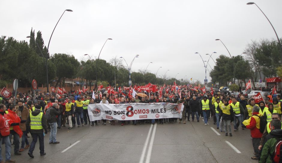 Juicio a los 8 de Airbus, primer da, manifestacion en Getafe y entrada al juicio