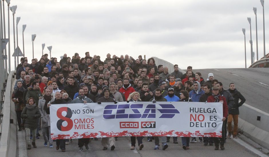 Juicio a los 8 de Airbus, primer da, manifestacion en Getafe y entrada al juicio