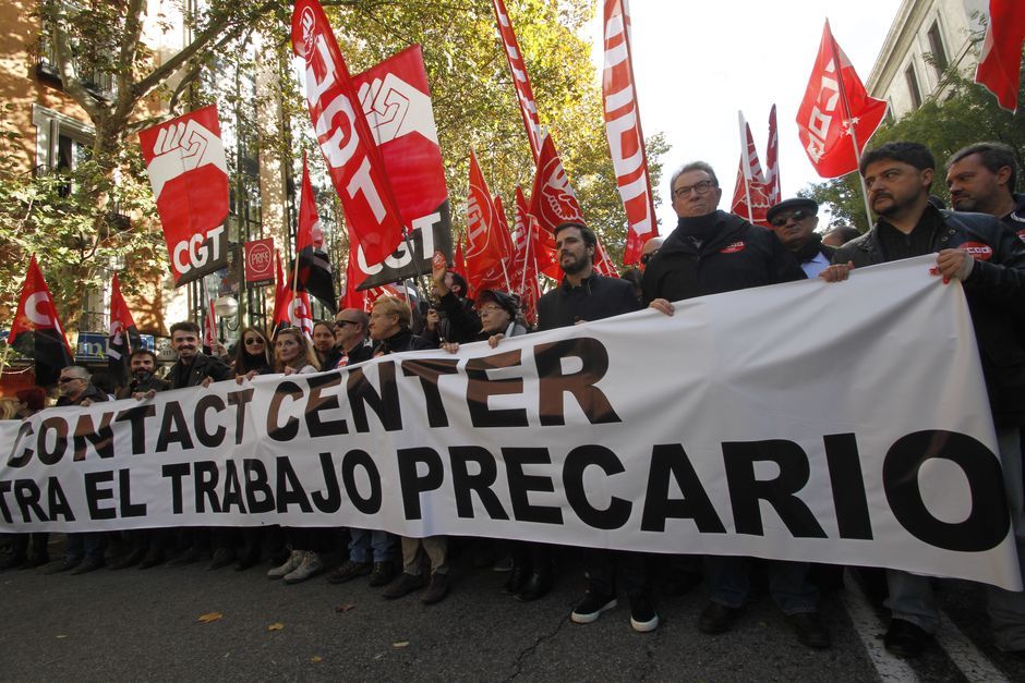 Manifestacin contra la precariedad en Contac Center