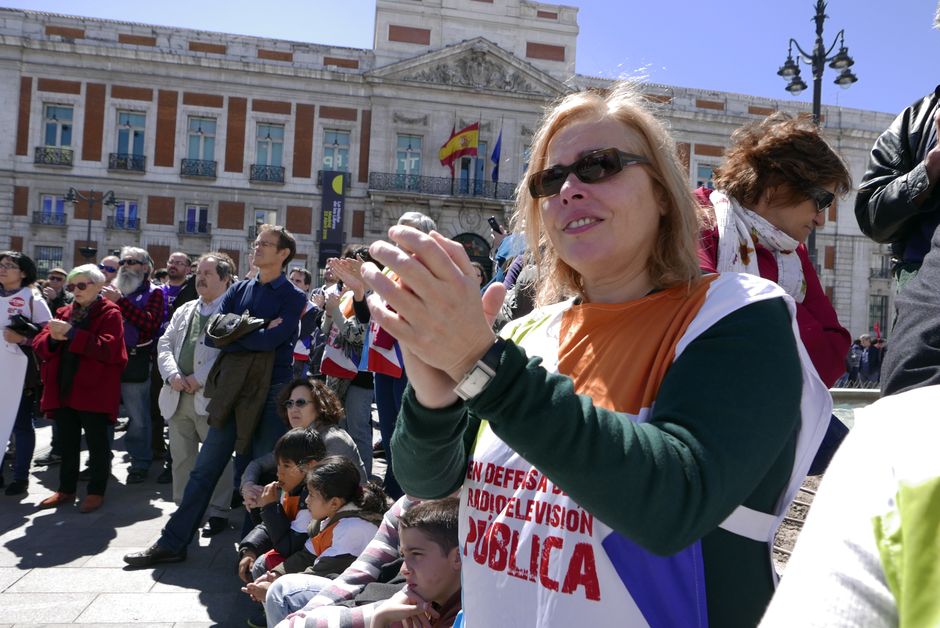 Manifestacin de ex trabajadores de Telemadrid 9/4/2016