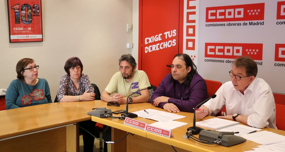 Rueda de prensa por el conflicto de la plantilla de restauracin del Palacio de la Moncloa