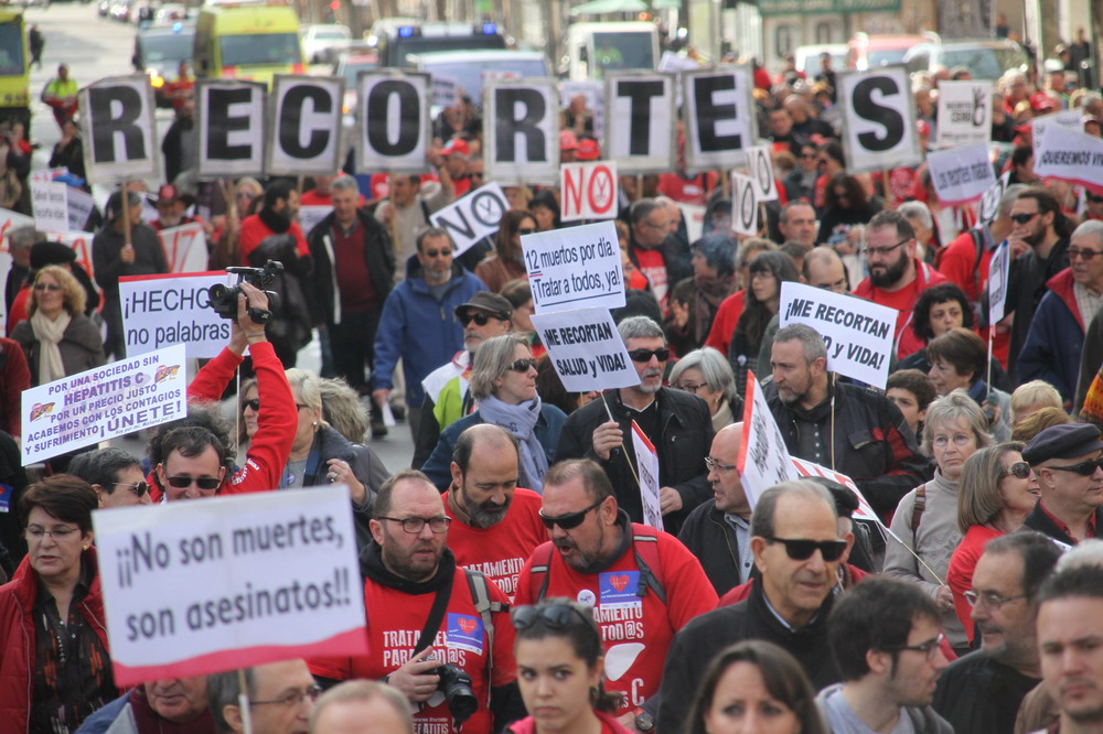 Marcha a las Cortes de afectados Hepatitis C, Madrid domingo 1-3-2015