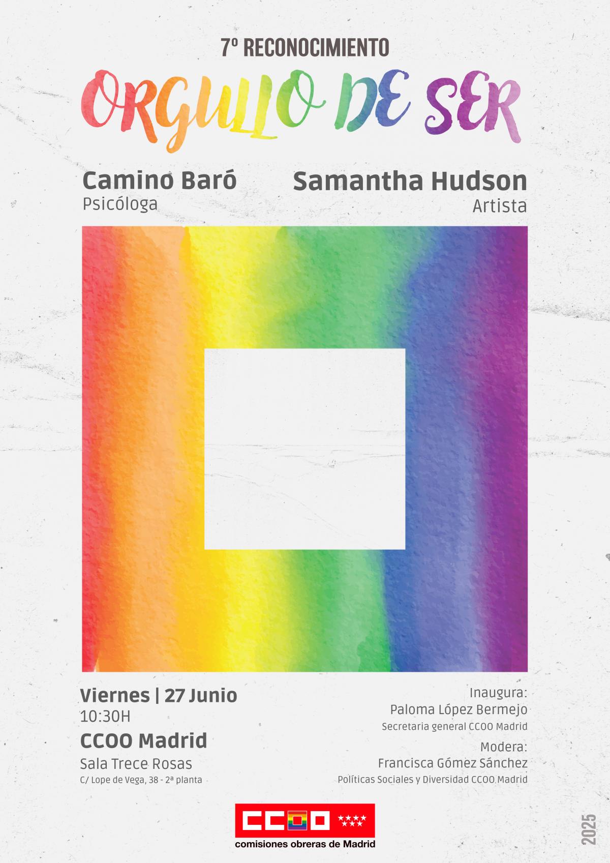 Samantha Hudson y Camino Bar reciben el reconocimiento Orgullo de Ser de CCOO de Madrid
