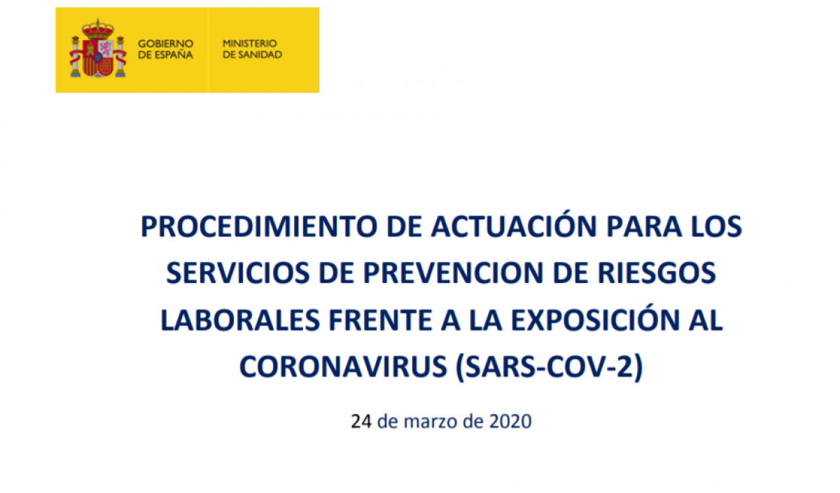 Procedimiento de actuacin para los servicios de prevencin de riesgos laborales frente al Coronavirus (24-3-2020)