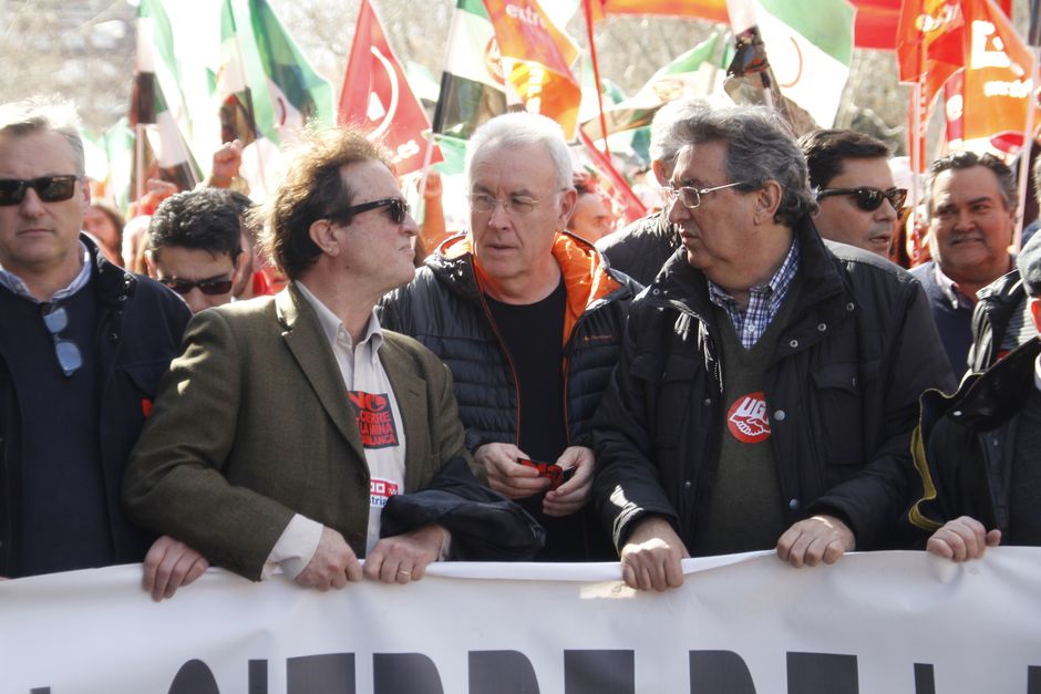 Manifestacion de mineros de Aguas Blancas frente al Ministerio de Industria en Madrid