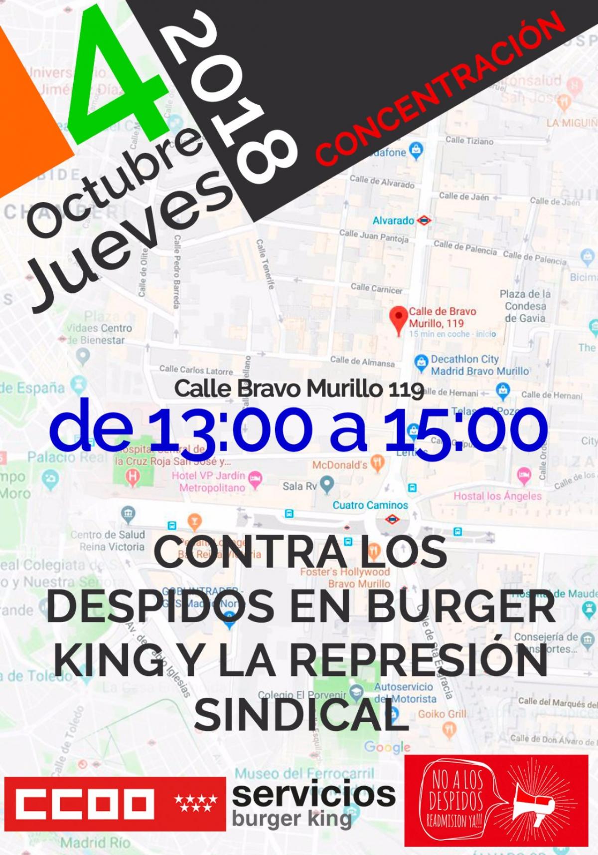 CCOO se moviliza de nuevo contra los despidos en Burger King